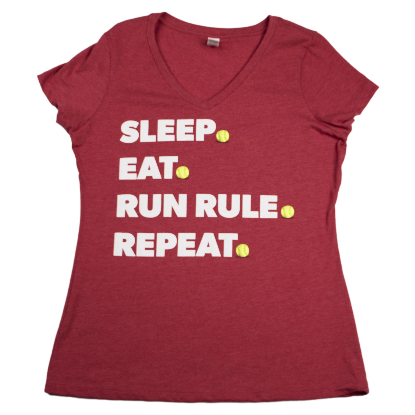 Women's V-Neck Sleep. Eat. Run Rule. Repeat shirt