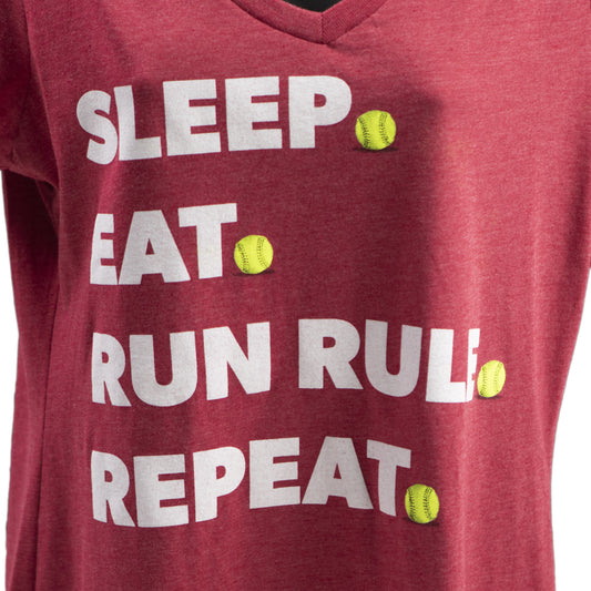 Women's V-Neck Sleep. Eat. Run Rule. Repeat shirt